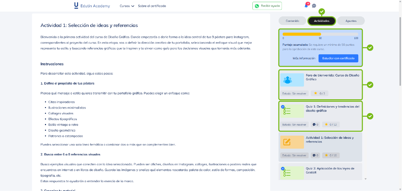 Seccion de actividades