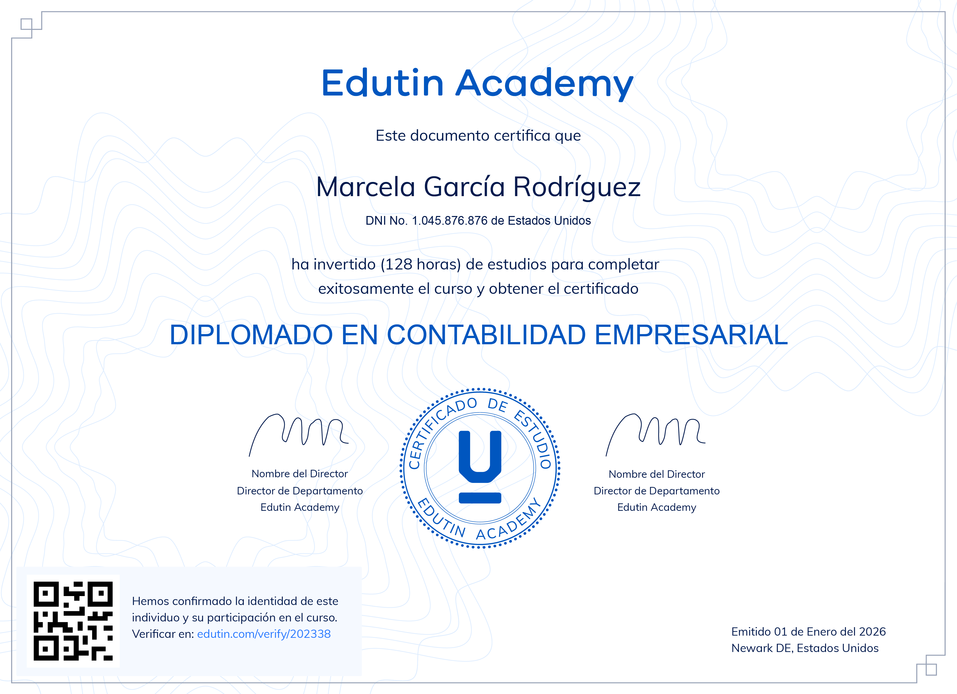 Certificado de estudios de Edutin Academy